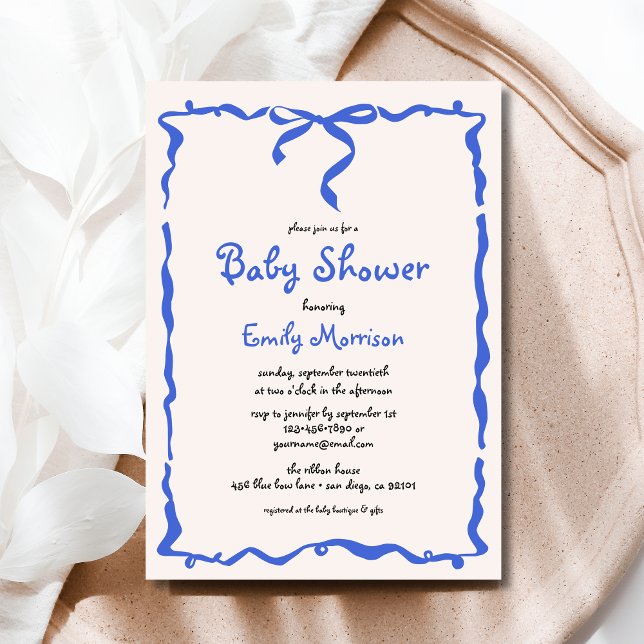 Invitación Whimsical Quirky Blue Bow Boy Baby Shower (Subido por el creador)