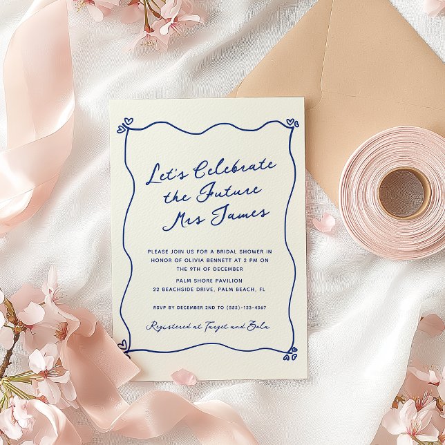 Invitación Whimsical Quirky Blue Hand Drake Bridal Shower (Subido por el creador)