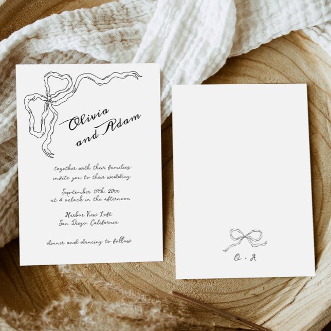 Invitación Whimsical Quirky Bow Handwriting Elegant Wedding (Subido por el creador)
