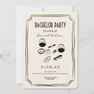 Invitación Whimsical Quirky Funky Cigar y Whisky Bachelet