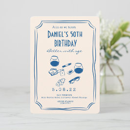 Invitación Whimsical Quirky Funky Handwritting 50 cumpleaños
