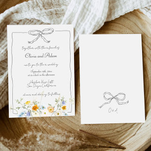 Invitación Whimsical Quirky Hand Drake Bow Wildflower Boda
