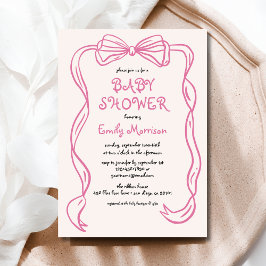 Invitación Whimsical Quirky Rubor Pink Bow Baby Shower