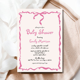 Invitación Whimsical Quirky Rubor Pink Bow Baby Shower