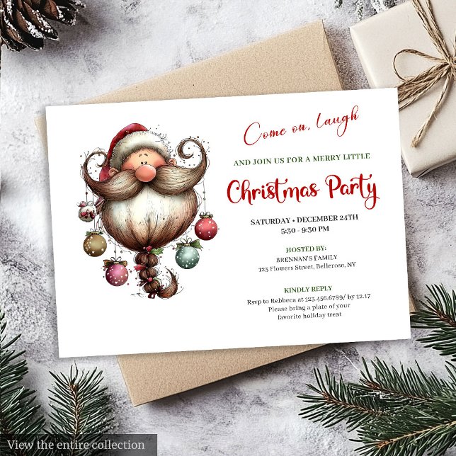 Invitación Whimsical Quirky Santa Watercolor Christmas Invite (Whimsical Quirky Santa Watercolor Christmas Invite)