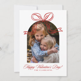 Invitación Whimsical Red Bow Valentine’s Day Photo Card