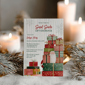 Invitación Whimsical Red Green Secret Santa Christmas Party