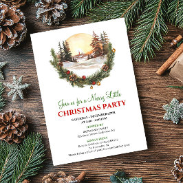 Invitación Whimsical Red Green Winter Scene Party Invitation