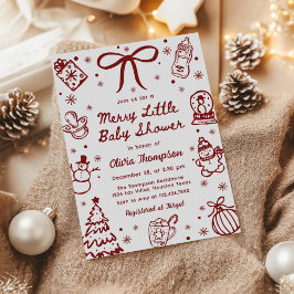 Invitación Whimsical Red Hand Drawn Merry Little Baby Shower