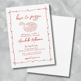 Invitación Whimsical Red Love Pizza Hand Drake Bridal Shower