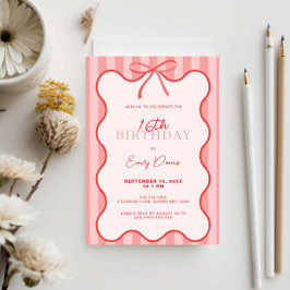 Invitación Whimsical Retro Border 16to cumpleaños