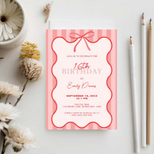 Invitación Whimsical Retro Border 16to cumpleaños