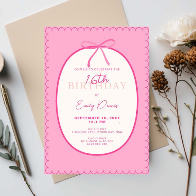 Invitación Whimsical Retro Border 16to cumpleaños (Subido por el creador)