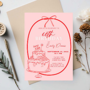 Invitación Whimsical Retro Border 60 cumpleaños