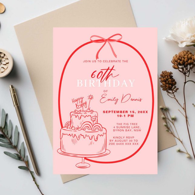 Invitación Whimsical Retro Border 60 cumpleaños (Subido por el creador)