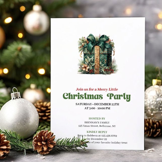 Invitación Whimsical retro Christmas present party invitation (Whimsical retro Christmas angel party invitation

)