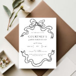 Invitación Whimsical Ribbon Bow 40th Birthday Party<br><div class="desc">This whimsical birthday party invitation features a cute dainty hand drawn bow and simple text. For more advanced customisation of this design,  e.g. changing layout,  font or text size please click the "CUSTOMIZE" button above. Please contact me for any questions!</div>
