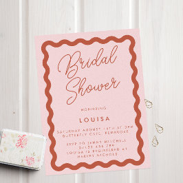 Invitación Whimsical Rubor & Terracotta Wavy Bridal Shower