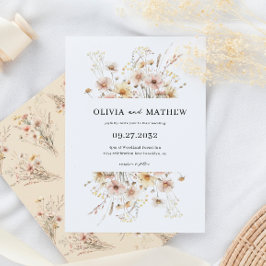 Invitación Whimsical Rustic Beige Meadow Boda de flores silve