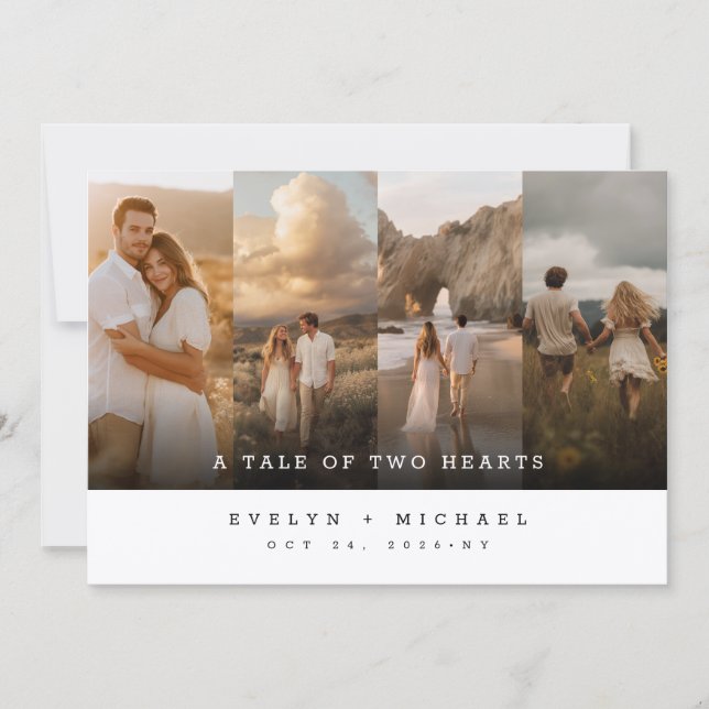 Invitación Whimsical Rustic Collage Photo Wedding (Anverso)