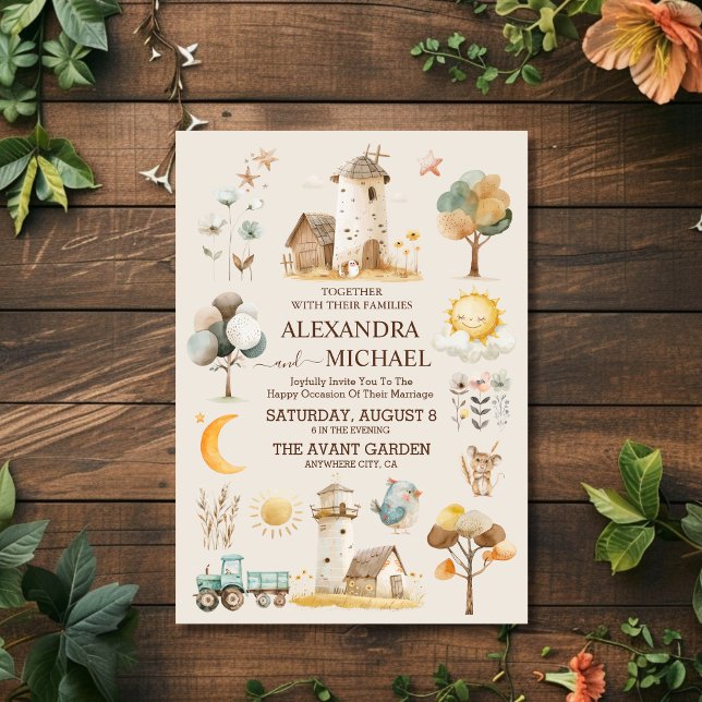 Invitación Whimsical Rustic Farm Boda (Subido por el creador)