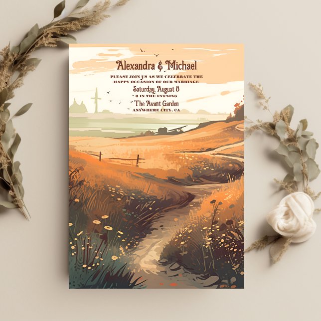 Invitación Whimsical Rustic Wildflower Meadow Boda (Subido por el creador)