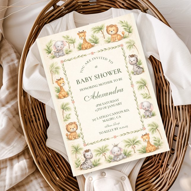 Invitación Whimsical Safari Animals Baby Shower (Subido por el creador)