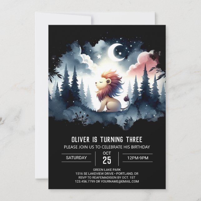 Invitación Whimsical Safari Lion Birday (Anverso)