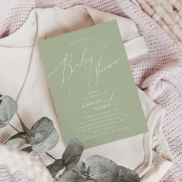 Invitación Whimsical Sage Green Couples Baby Shower
