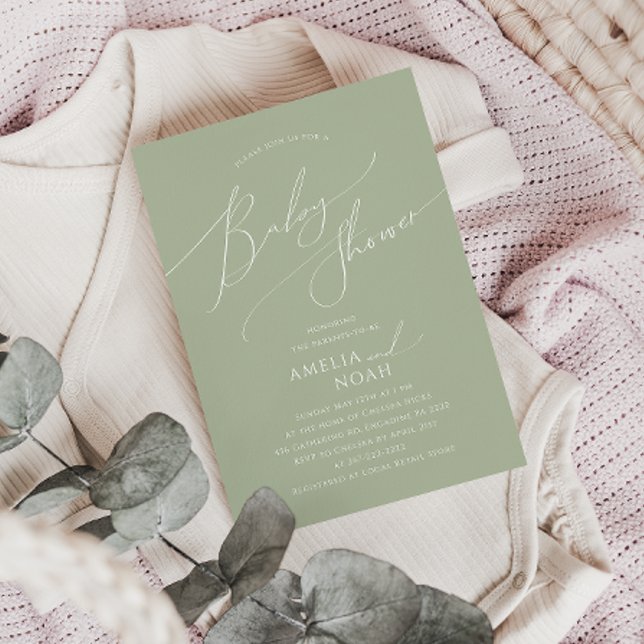 Invitación Whimsical Sage Green Couples Baby Shower (Subido por el creador)