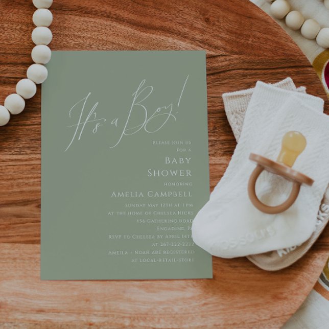 Invitación Whimsical Sage Green es un niño Baby Shower (Subido por el creador)