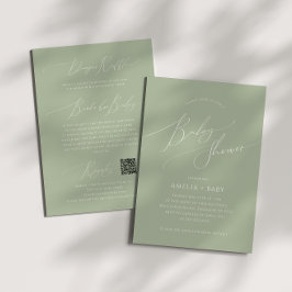 Invitación Whimsical Sage Green | Todo en un Baby Shower