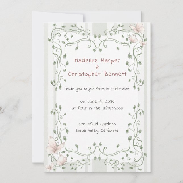 Invitación Whimsical Sage Greenery Garden Wedding (Anverso)