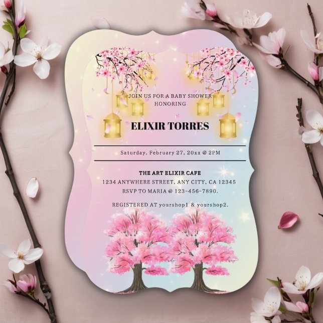 Invitación Whimsical Sakura Cherry Blossom Tree Baby Shower (Subido por el creador)