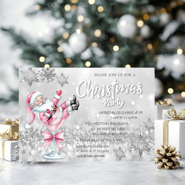 Invitación Whimsical Santa Cocktail Bokeh Christmas Party   (Subido por el creador)