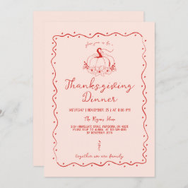 Invitación Whimsical Scribble Hand Drawwn Calabaza Acción de