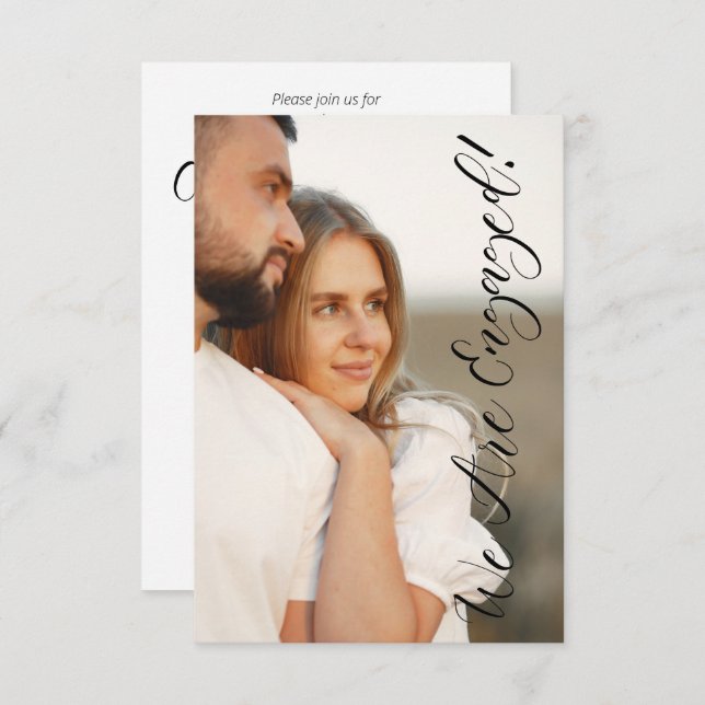 Invitación Whimsical Script Custom Photo Couple Engagement (Anverso / Reverso)