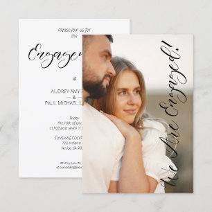 Invitación Whimsical Script Custom Photo Couple Engagement
