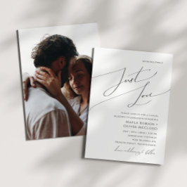 Invitación Whimsical Script Just Love Photo Wedding