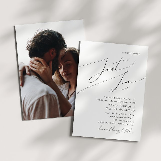Invitación Whimsical Script Just Love Photo Wedding (Subido por el creador)