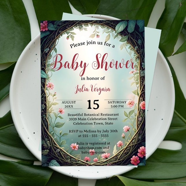Invitación Whimsical Secret Garden Floral Baby Shower (Subido por el creador)