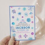 Invitación Whimsical Snowflakes Winds Kids Birthday Fiesta<br><div class="desc">Espectaculares copos de nieve Invitación a fiesta de cumpleaños para niños de invierno</div>