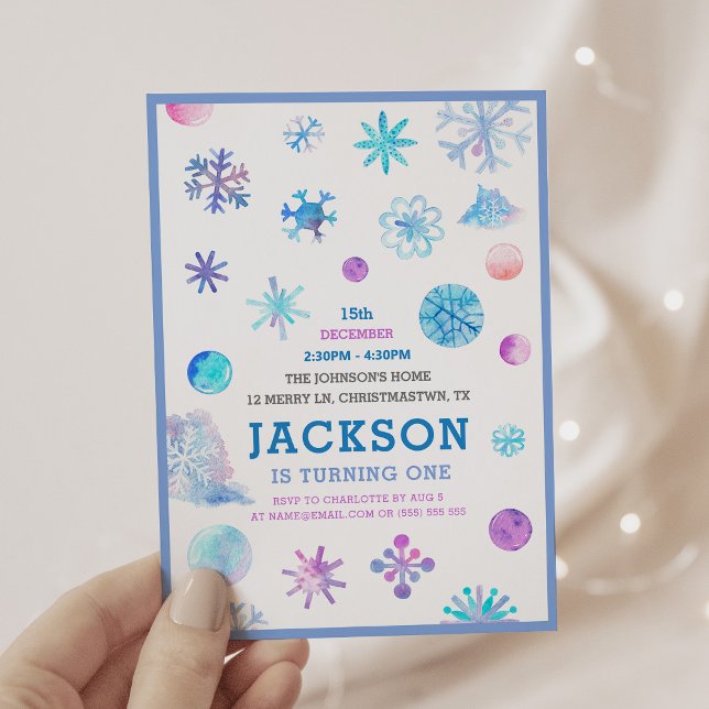 Invitación Whimsical Snowflakes Winds Kids Birthday Fiesta (Subido por el creador)