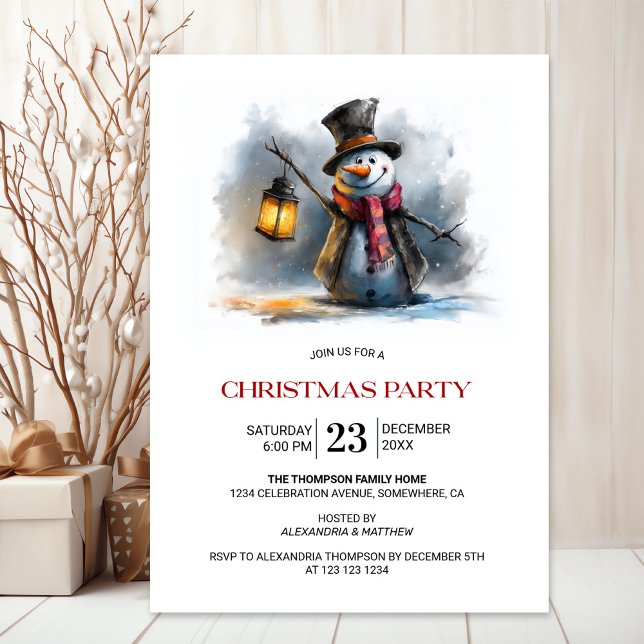 Invitación Whimsical Snowman Christmas Party (Subido por el creador)
