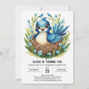 Invitación Whimsical Songbird Cute Bird Cumpleaños