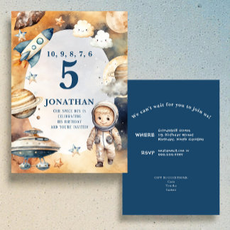 Invitación Whimsical Space Personalized Birthday Invitation
