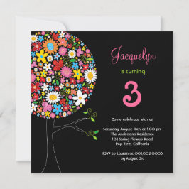 Invitación Whimsical Spring Flowers Pop Tree Birday Party