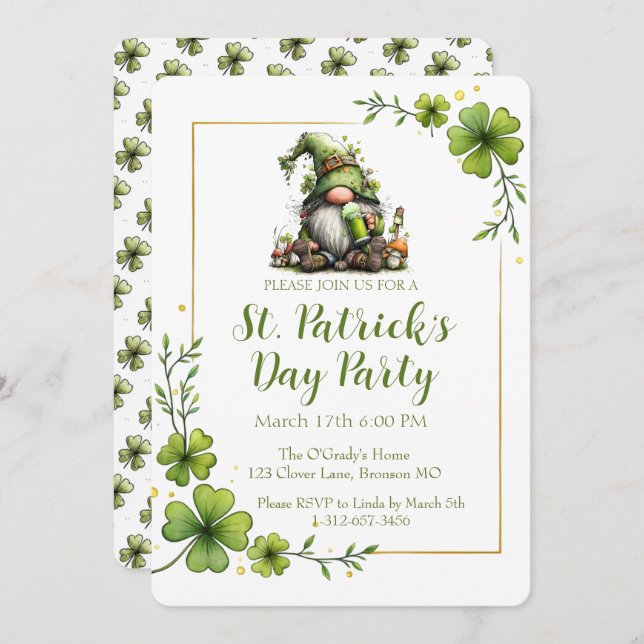 Invitación Whimsical St. Patrick’s Day Celebration Invite  (Anverso / Reverso)