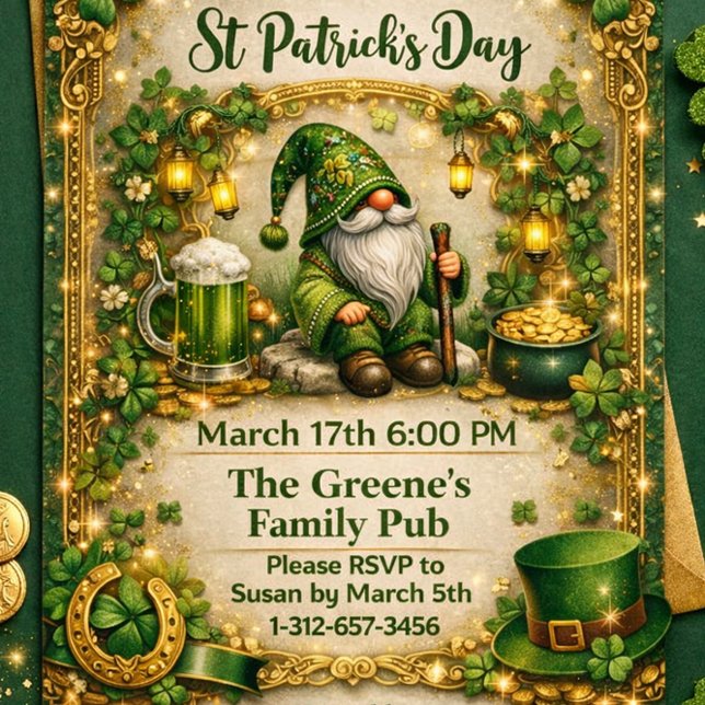 Invitación Whimsical St. Patrick’s Day Gnome  (Subido por el creador)