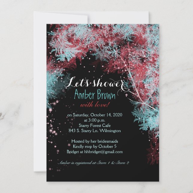 Invitación Whimsical Starry Forest Bridal Shower (Anverso)